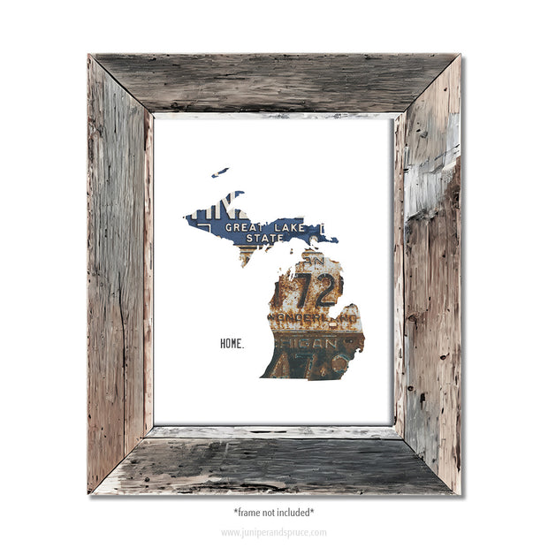 Michigan Vintage License Plate Print