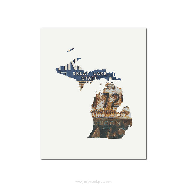 Michigan Vintage License Plate Print