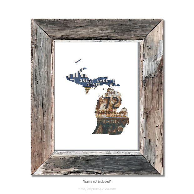 Michigan Vintage License Plate Print