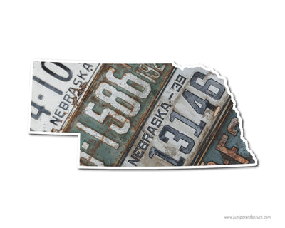 Nebraska Vintage License Plates Vinyl Sticker
