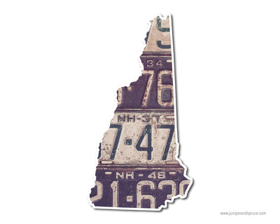 New Hampshire Vintage License Plates Vinyl Sticker