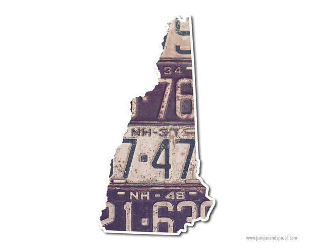 New Hampshire Vintage License Plates Vinyl Sticker