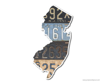 New Jersey Vintage License Plates Vinyl Sticker
