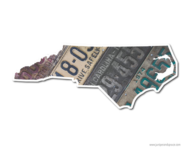 North Carolina Vintage License Plates Vinyl Sticker