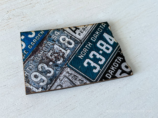 North Dakota Vintage License Plate Ornament Magnet