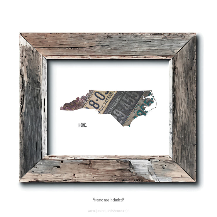 North Carolina Vintage License Plate Print