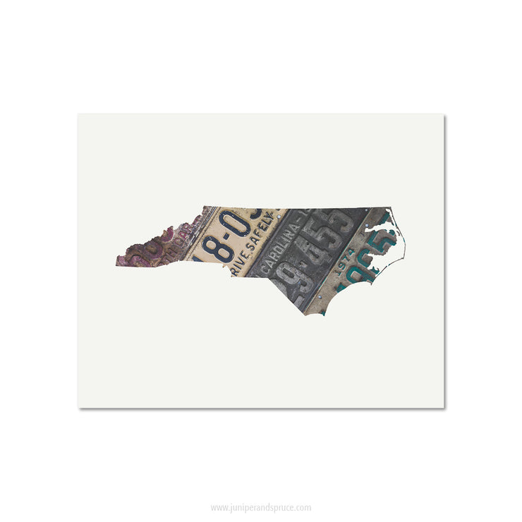 North Carolina Vintage License Plate Print