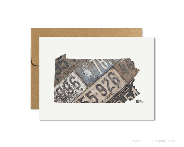 Pennsylvania Home Greeting Card - Vintage License Plates