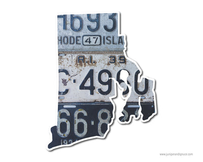Rhode Island Vintage License Plates Vinyl Sticker