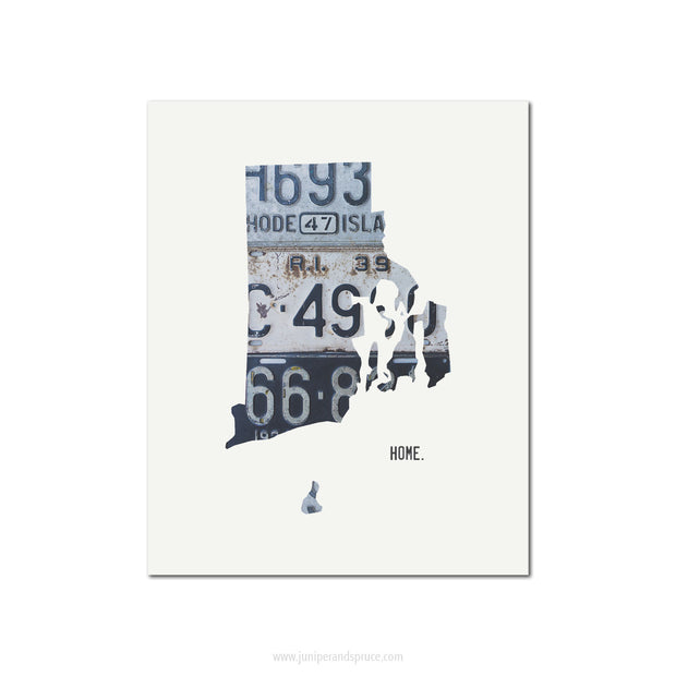 Rhode Island Vintage License Plate Print