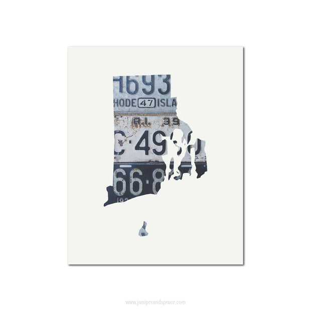 Rhode Island Vintage License Plate Print