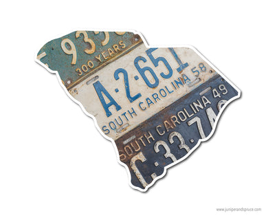 South Carolina Vintage License Plates Vinyl Sticker