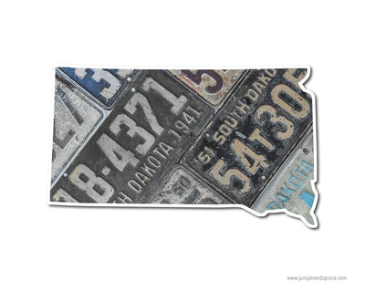 South Dakota Vintage License Plates Vinyl Sticker
