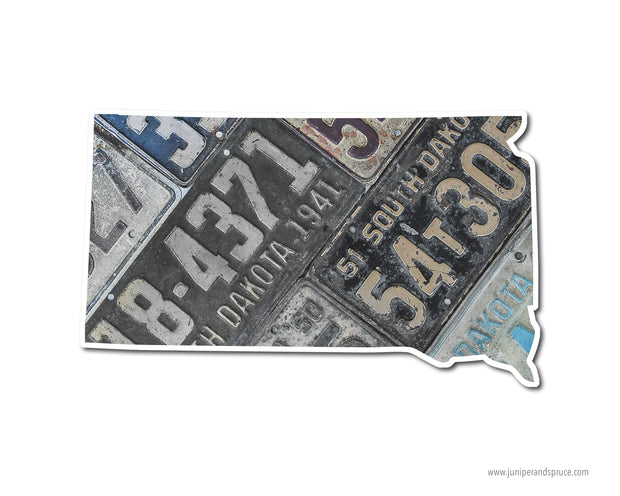 South Dakota Vintage License Plates Vinyl Sticker