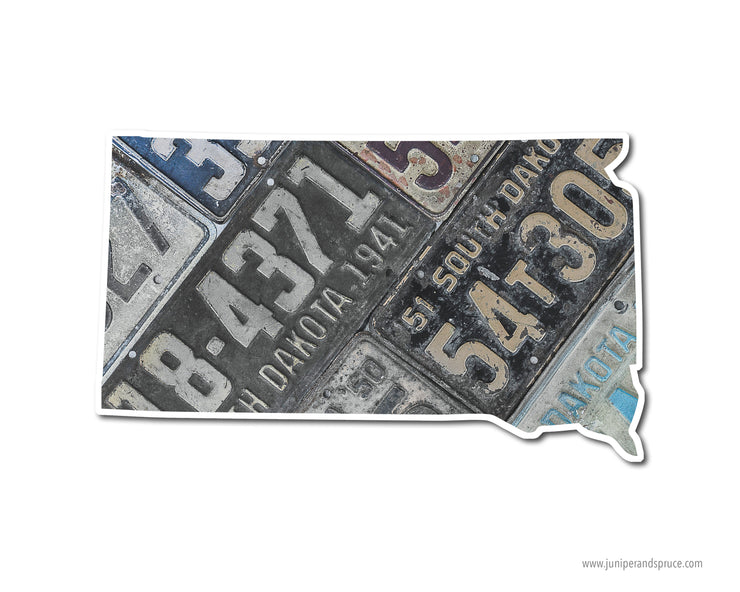South Dakota Vintage License Plates Vinyl Sticker