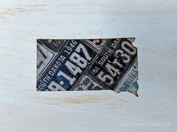 South Dakota Vintage License Plate Ornament Magnet