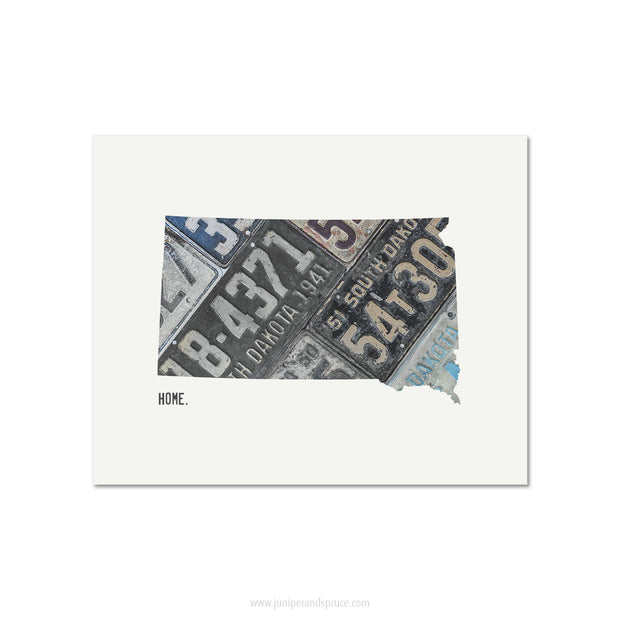 South Dakota Vintage License Plate Print