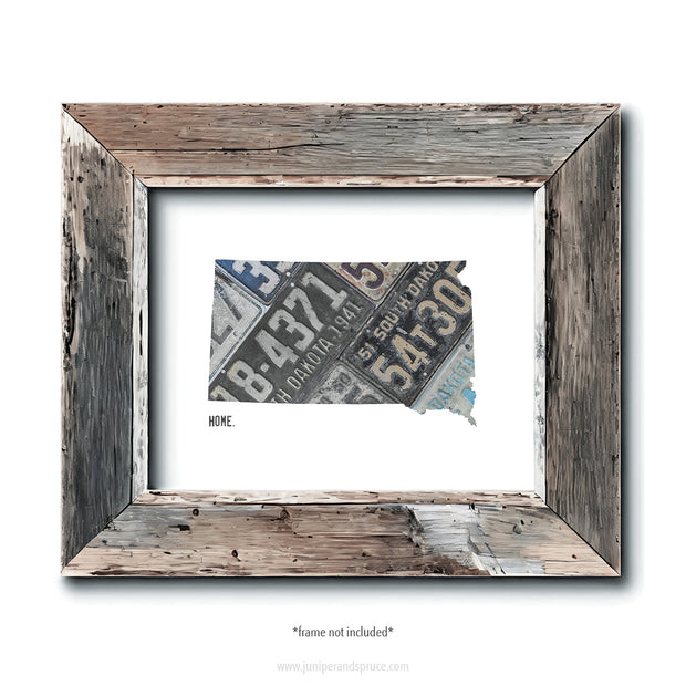 South Dakota Vintage License Plate Print