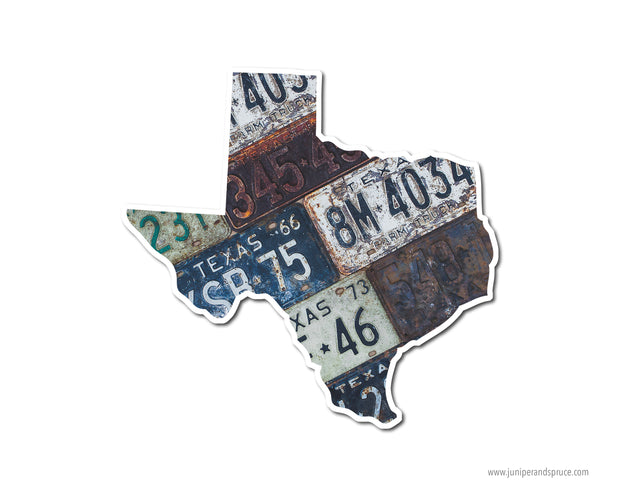 Texas Vintage License Plates Vinyl Sticker