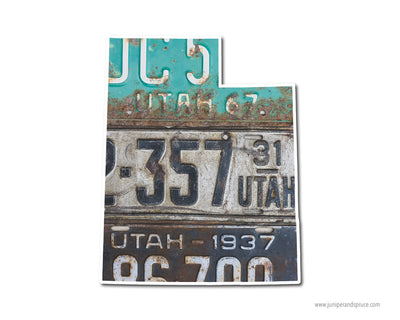 Utah Vintage License Plates Vinyl Sticker