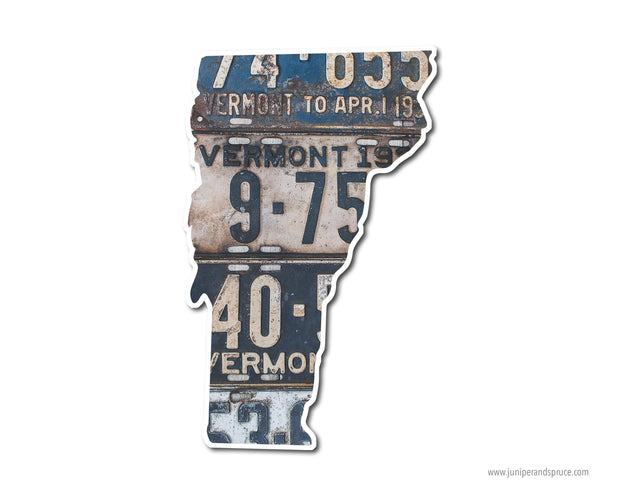 Vermont Vintage License Plates Vinyl Sticker