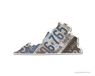 Virginia Vintage License Plates Vinyl Sticker