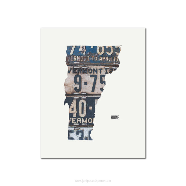 Vermont Vintage License Plate Print