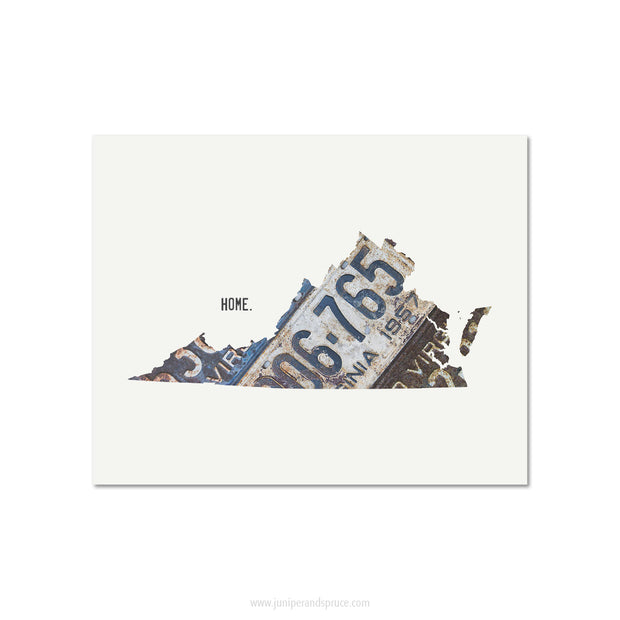 Virginia Vintage License Plate Print