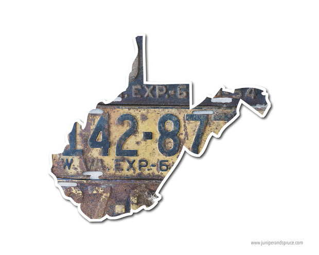 West Virginia Vintage License Plates Vinyl Sticker