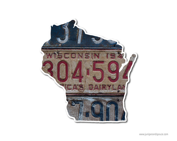 Wisconsin Vintage License Plates Vinyl Sticker