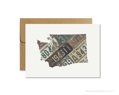Washington Home Greeting Card - Vintage License Plates