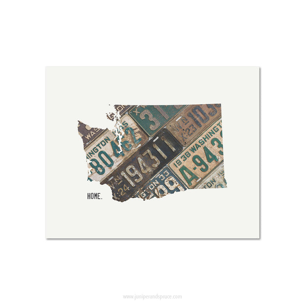 Washington Vintage License Plate Print