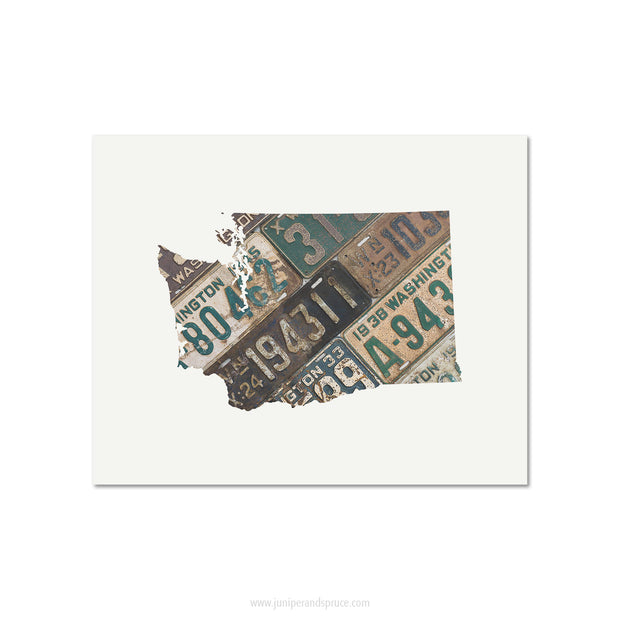 Washington Vintage License Plate Print