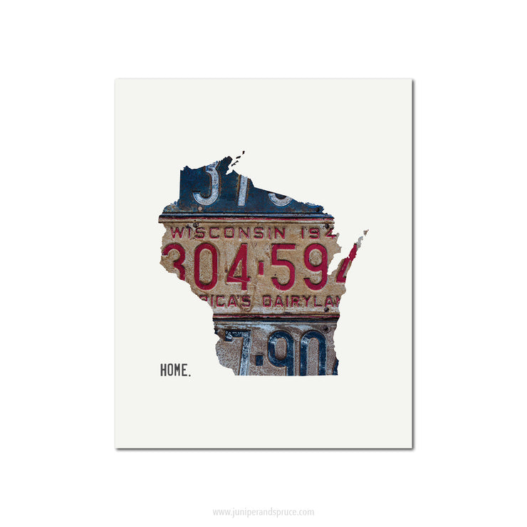 Wisconsin Vintage License Plate Print