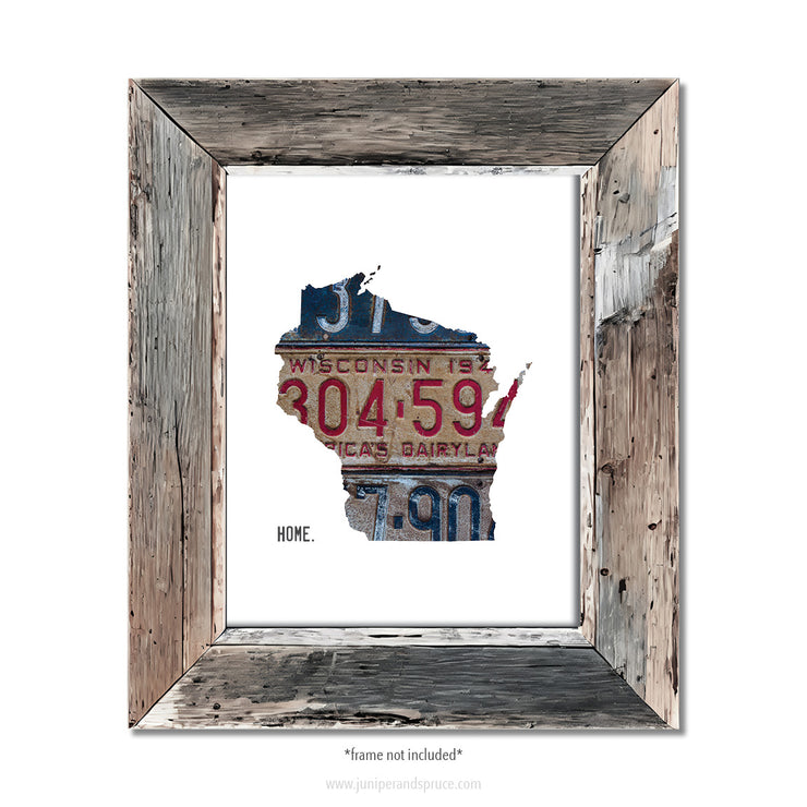 Wisconsin Vintage License Plate Print