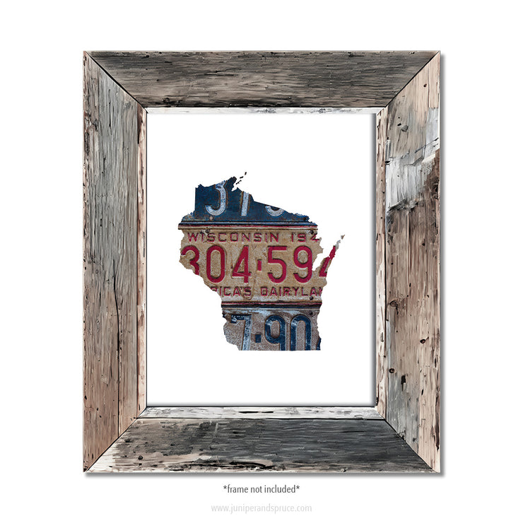 Wisconsin Vintage License Plate Print