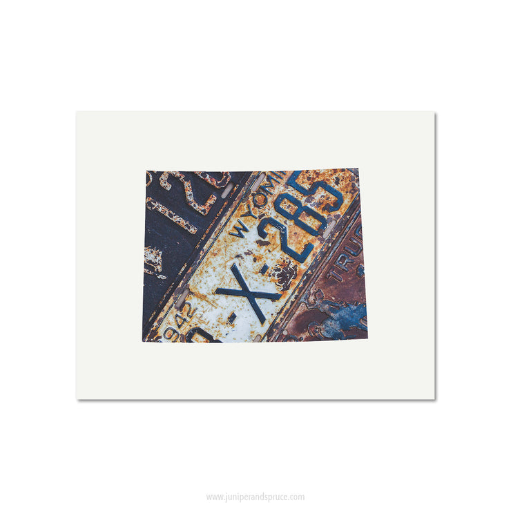 Wyoming Vintage License Plate Print