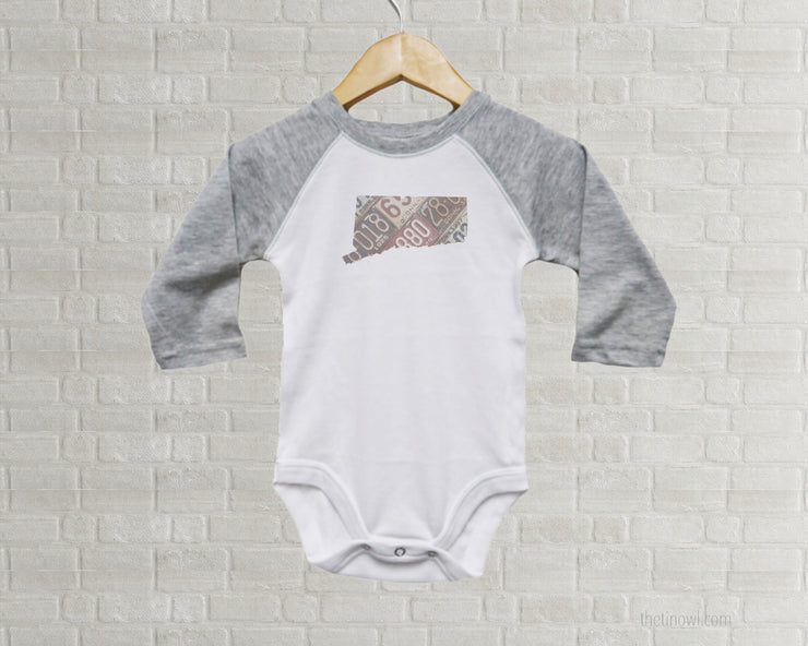 Connecticut Baby Onesie | Romper | Vintage License Plate Art