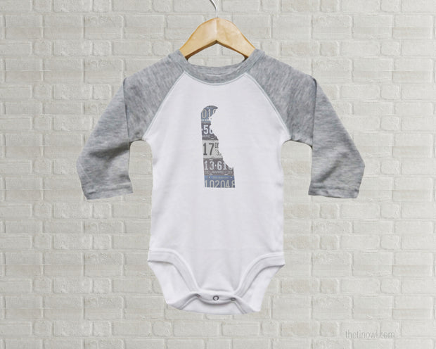 Delaware Baby Onesie | Romper | Vintage License Plate Art