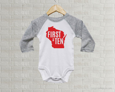 Wisconsin Badgers Baby One Piece - First and 10 Wisconsin