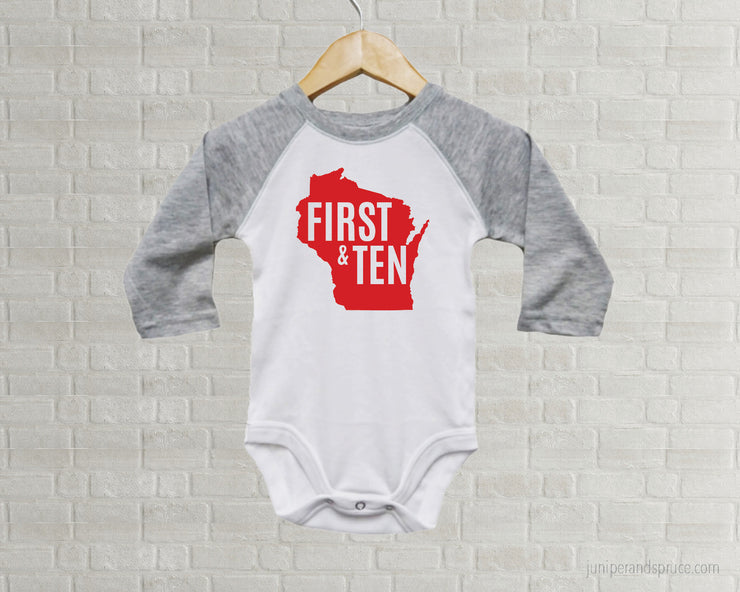 Wisconsin Badgers Baby One Piece - First and 10 Wisconsin