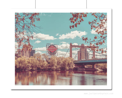 Minneapolis Grain Belt Sign and Hennepin Ave Bridge - Photography Print