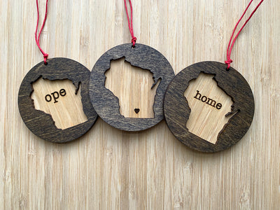Wisconsin Wooden Ornament (Multiple Styles)