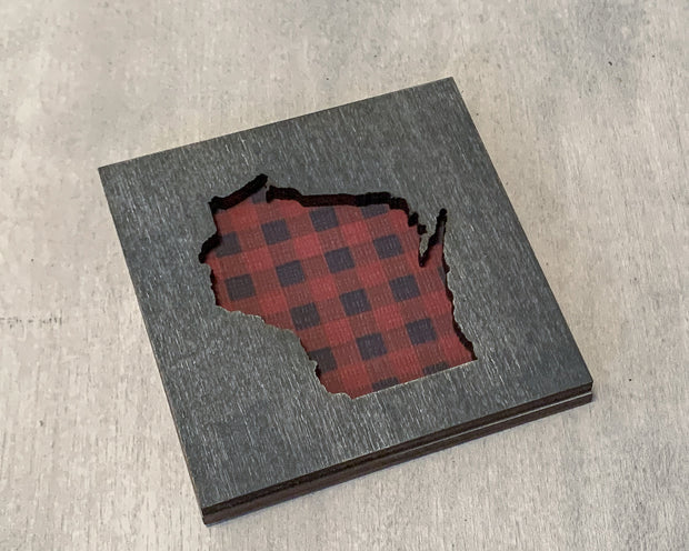 Wisconsin Buffalo Plaid Art Magnet