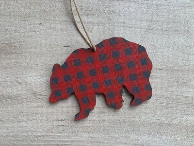 Bear Buffalo Plaid Ornament