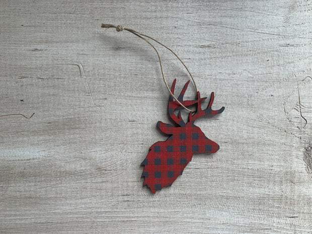 Deer Buffalo Plaid Ornament