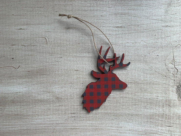 Deer Buffalo Plaid Ornament