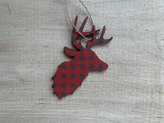 Deer Buffalo Plaid Ornament