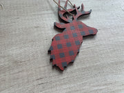 Deer Buffalo Plaid Ornament