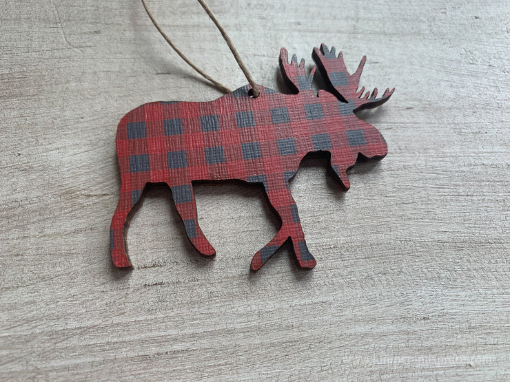 Moose Buffalo Plaid Ornament